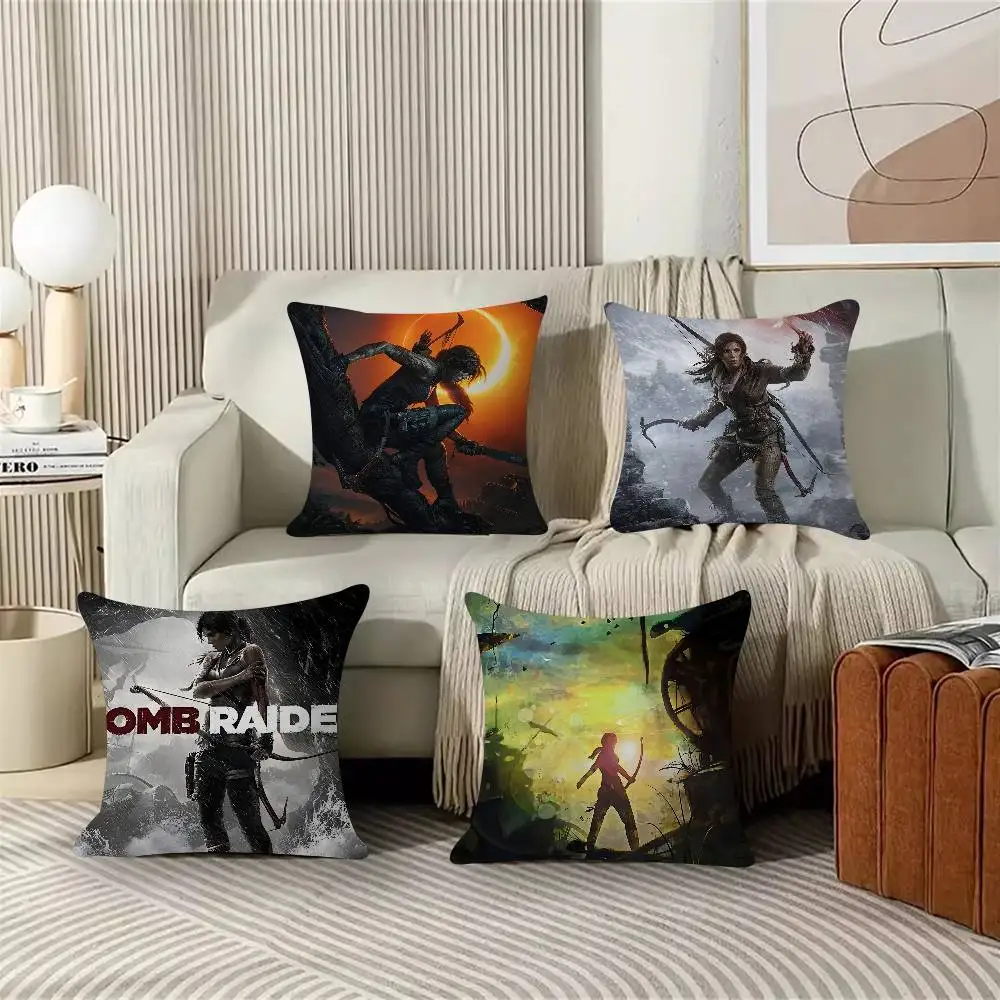 Tomb Raider Game LaraCroft Pillow Cushion Cover Pillowcase L