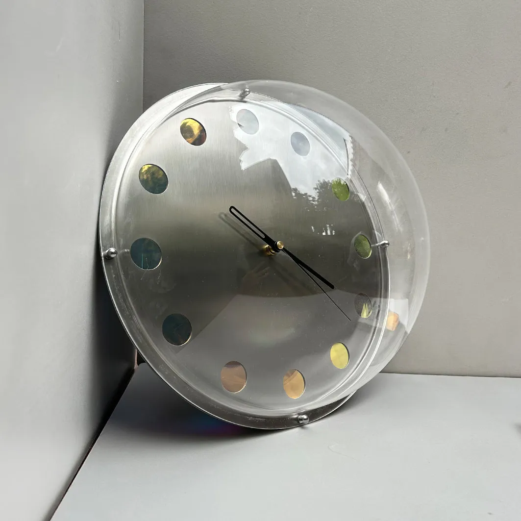 Round scale space clock bubble household wall clock = metal silent