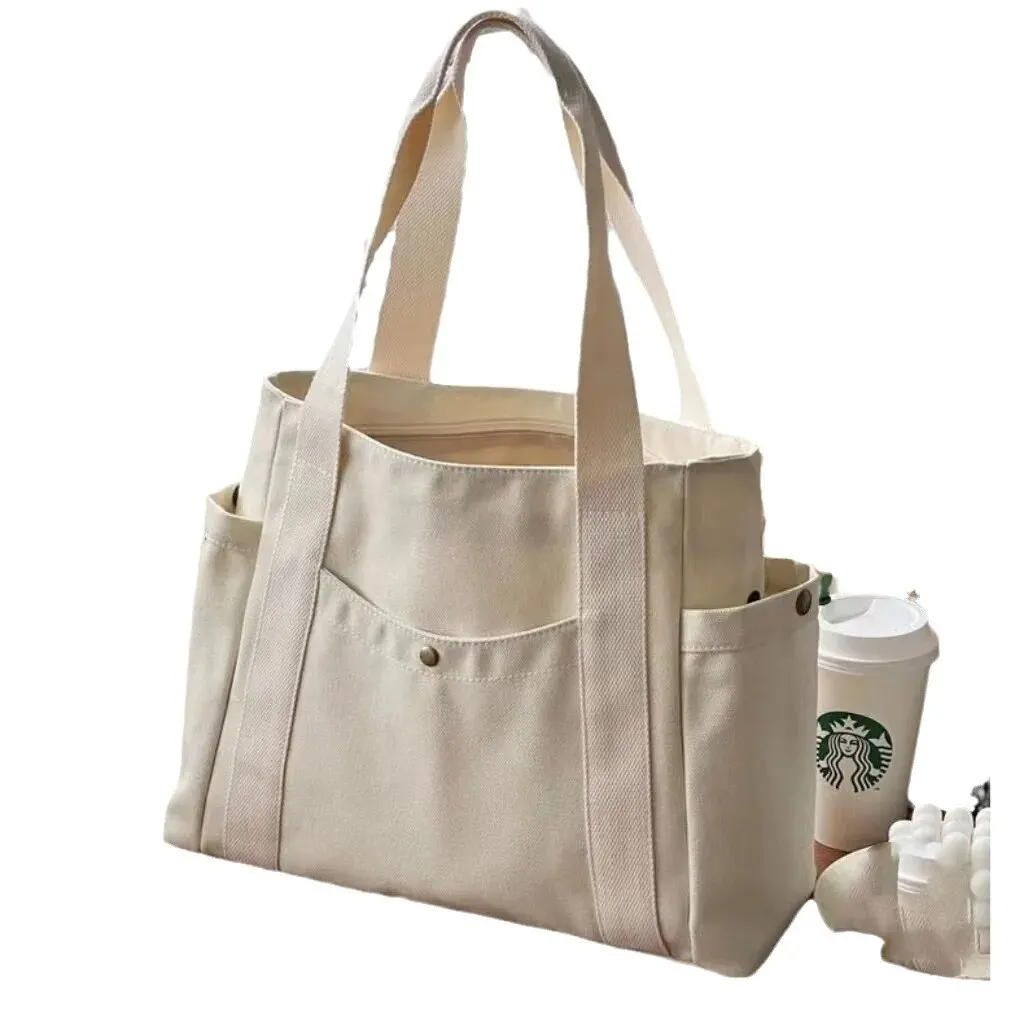 Large Capacity Canvas Tote Bags for Work Commuting Carrying Bag College Style Student Outfit Book Shoulder Bag