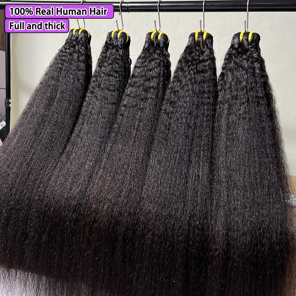 Kinky Straight Human Hair Bundles Double Weft Vietnamese Hair Weave Extensions Natural Black Color Unprocessed Raw Virgin Hair