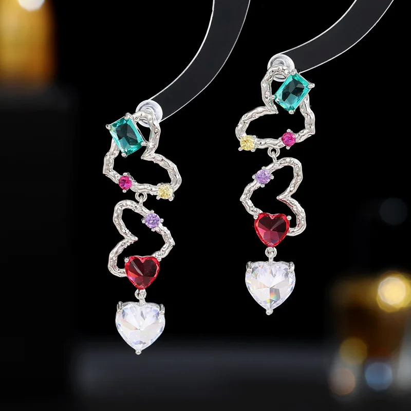 SUYU New Earwear Designer's Small Sweet Fresh and Irregular Hollow Heart shaped Earrings