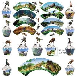 Dinosaur Party Cupcake Toppers Dinosaur Birthday Party Supplies Cupcake Wrappers ragazzi bambini Jurassic Dino decorazioni per feste a tema