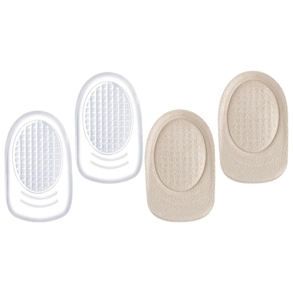 

2 Pairs Half Sole Shoe Insoles Self Adhesive Heel Pads Transparent Velvet L Size Pain Relief Gel Cushions Inserts Anti