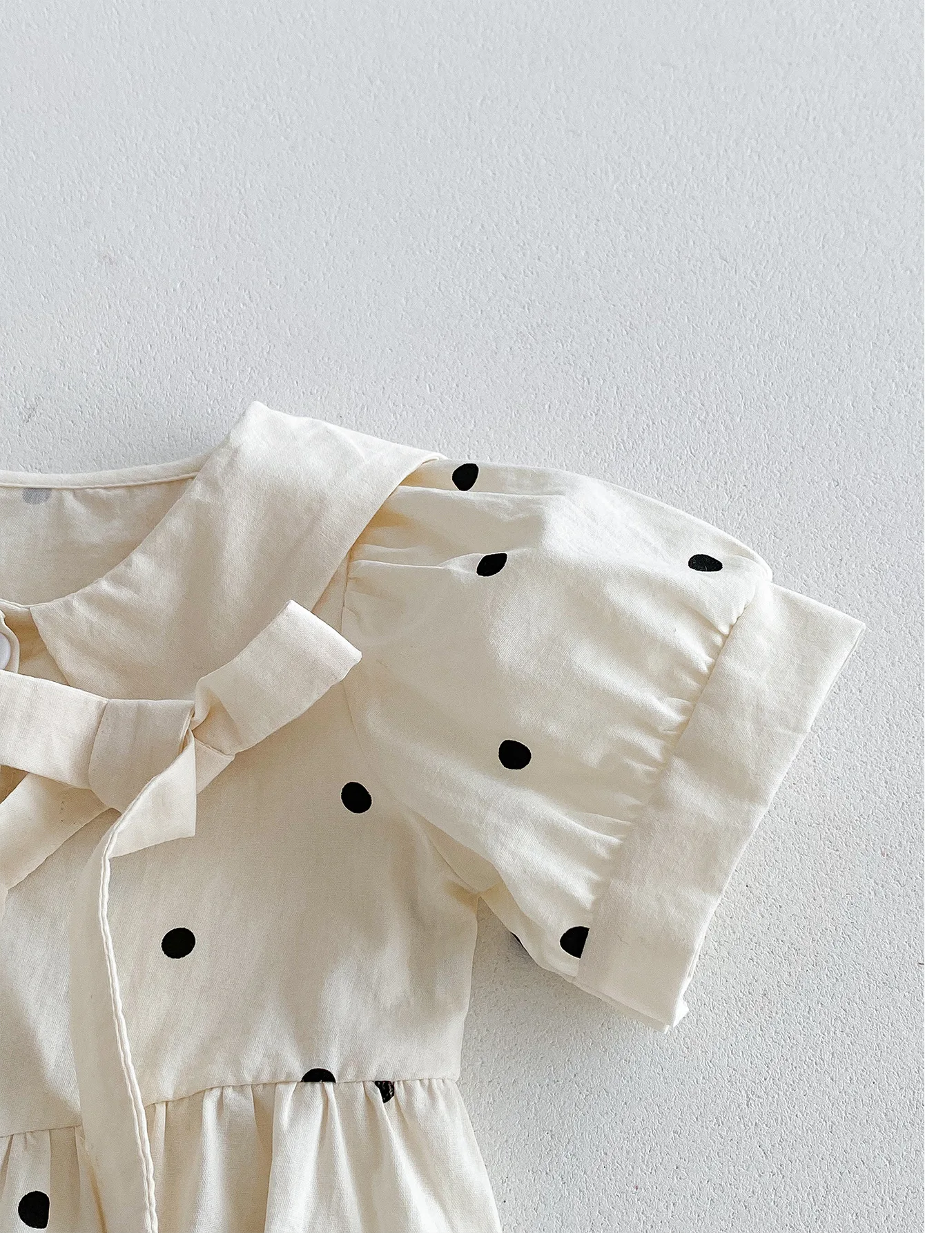 Summer Newborn Girl Baby Cute Dots Short Sleeve Bodysuit Infant Thin Comfort Casual Lapel Onesie + Hairband 2pcs Children Romper