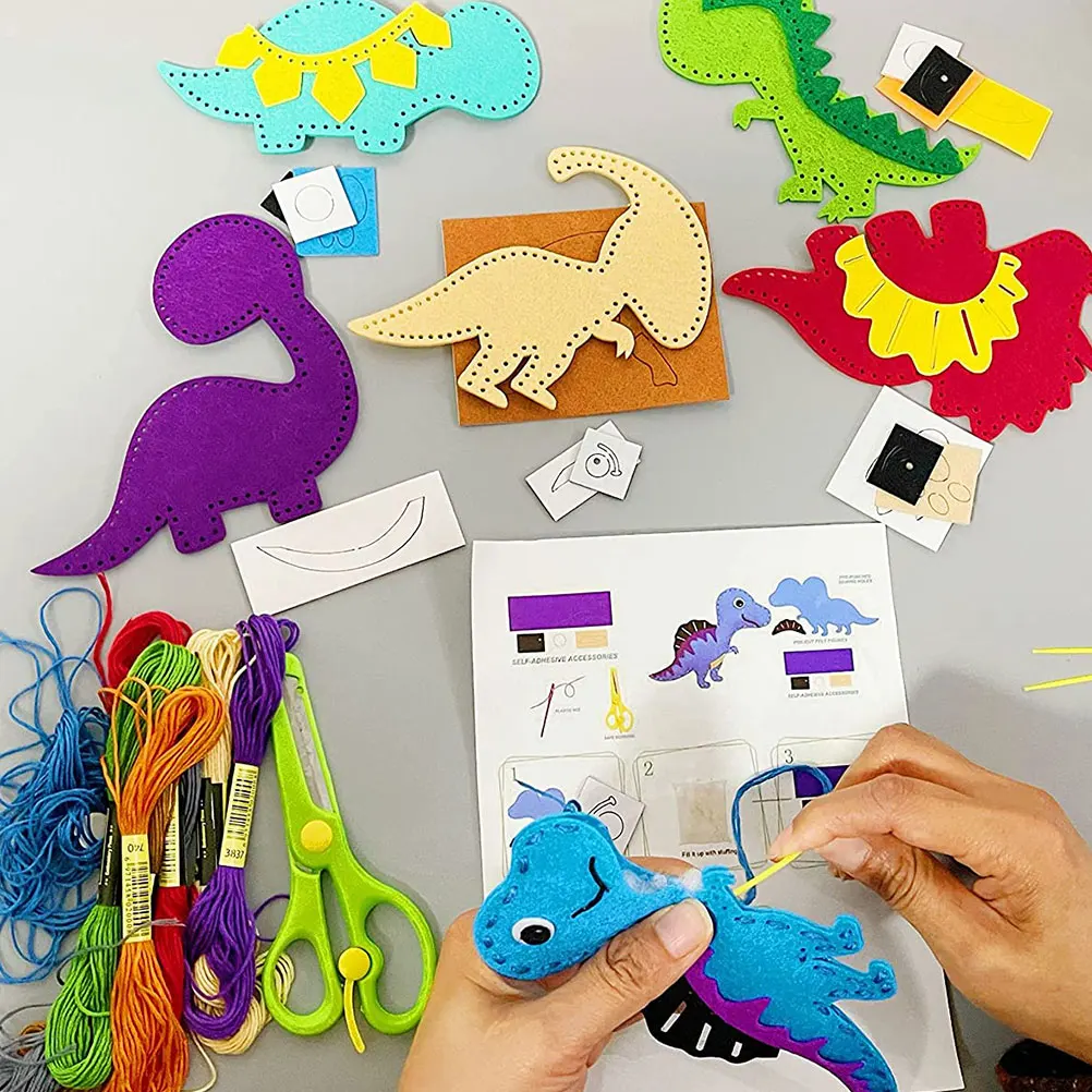 

Felt Dinosaur Pendant Funny Crafts Toddler Sensory Toys Cartoon Party Favors