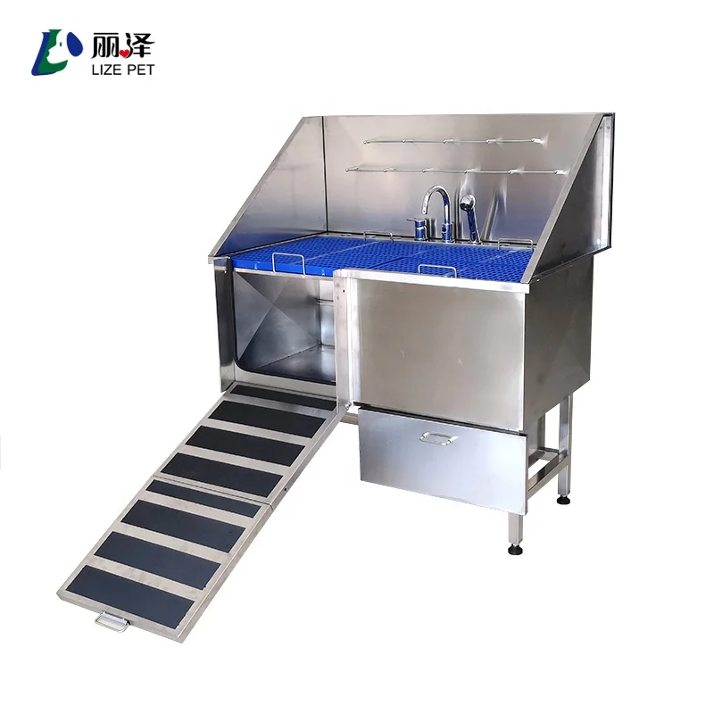 

PET Professional Dog Bathing Station Grooming Tub Nonskid Retractable Ramp Large Dogs Stainless Steel Storage Drawer