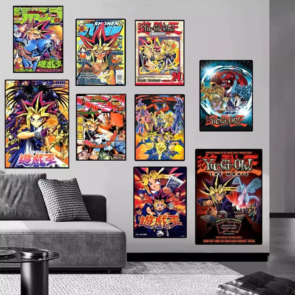Yu-Gi-Oh Anime Self-adhesive Art Poster Fancy Wall Sticker for Living Room Bar Decoration Vintage Decorative Painting