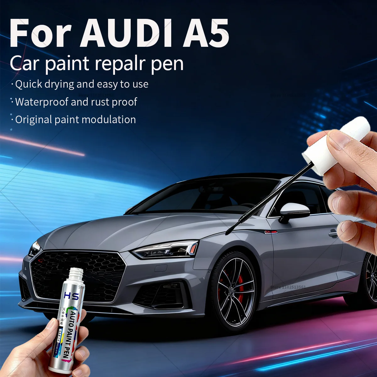 

Ручка для ремонта автомобильной краски для Audi A5 Touch Up Scratch Remover DIY Автоаксессуары Черный LY9T Белый LS9R Синий Красный Серебристый Серый LX7R