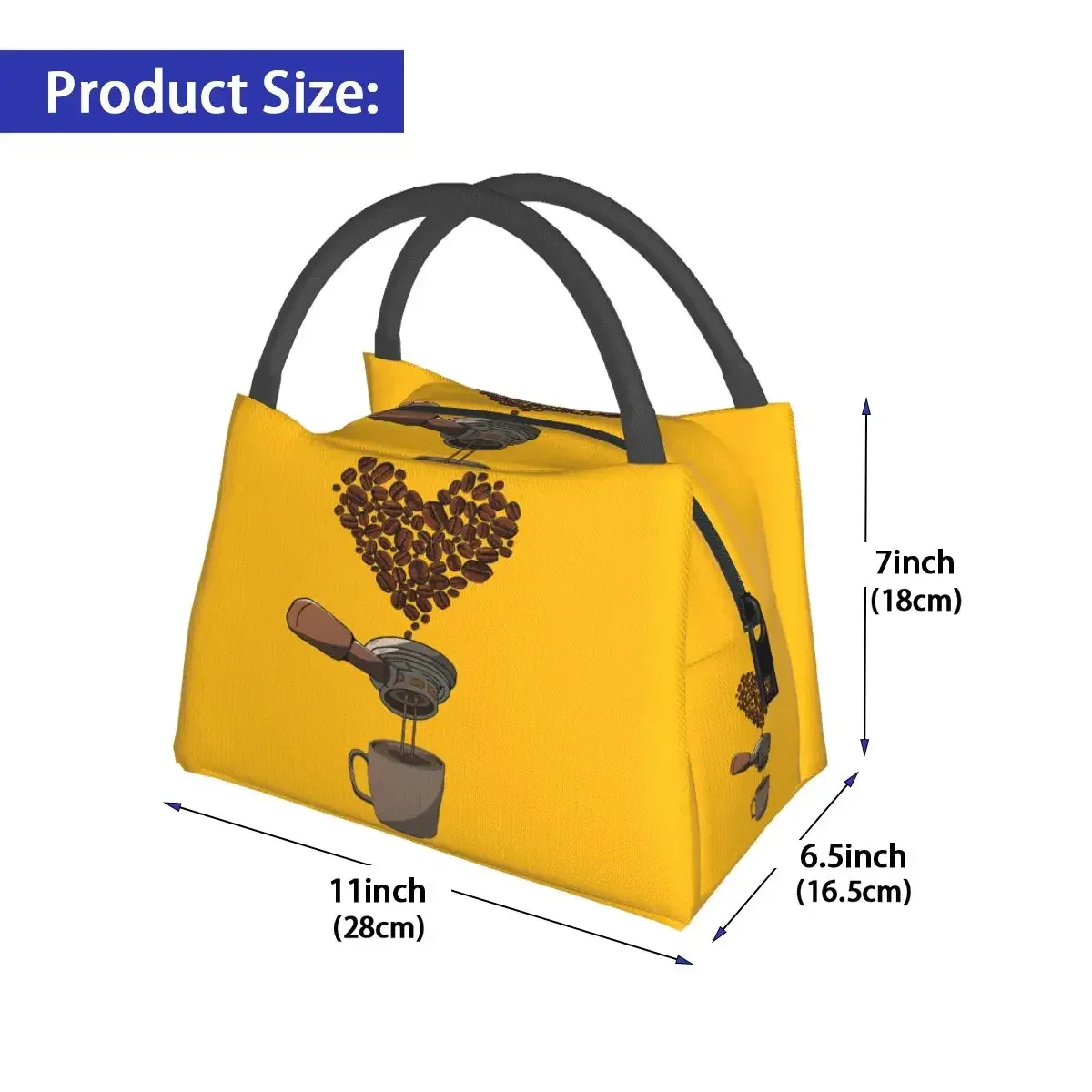 Coffee Beans Heart Barista Lunch Bag Insulated Cooler Waterproof Picnic Coffee Maker Oxford Tote Food Storage Bags