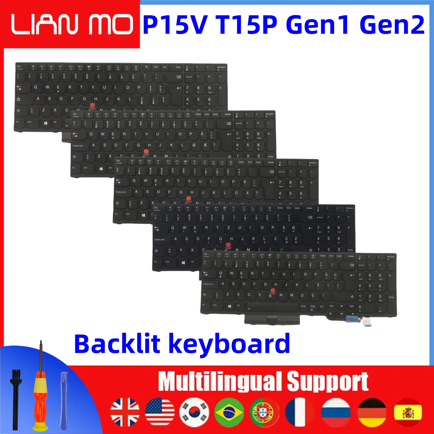 

Подходит для Lenovo ThinkPad P15V Gen1 Gen2 T15P Gen1 Gen2 Итальянская/Norway/Nordic/Slovenia/Sweden/турецкой клавиатуры
