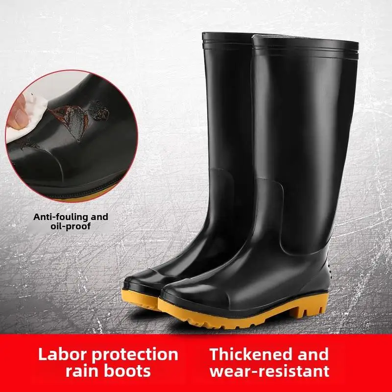 

High-Top Rain Boots Men's Water Shoes Women's Medium-Length Anti-Slip Kitchen Slip-Resistant Boots Home Use Umbrella/Rain Gear