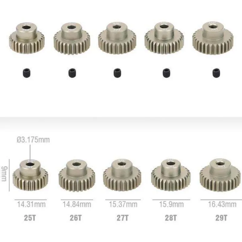 Weiyi 5pcs/lot 48dp 3.175mm 31t 32t 34t 36t 38t 40t 42t 44t 46t 48t Aluminum Alloy Metal Pinion Motor Gear For 1/10 Rc Model Car
