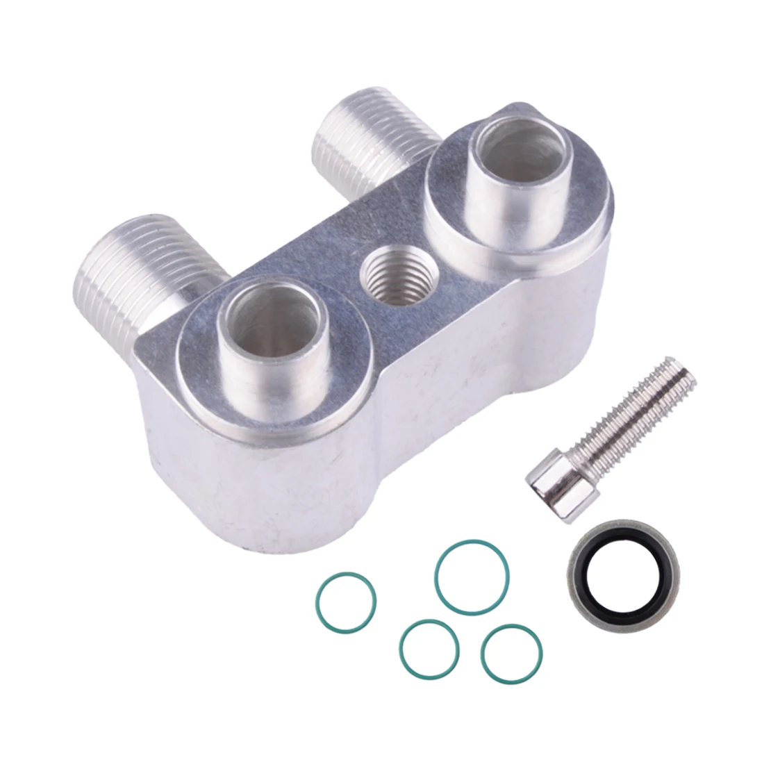 Silver Adapter Fitting CNC Machined 6061-T6 Billet Aluminum fit for LSX LS1 Swap New AC Compressor