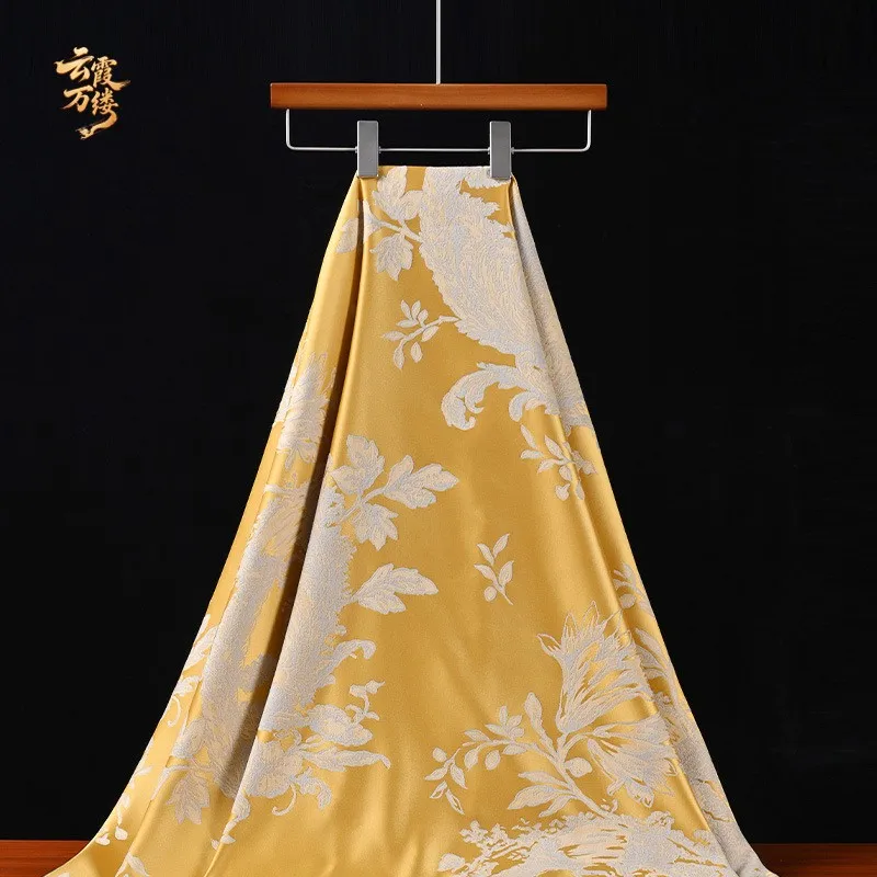 Wind-relief brocade jacquard double-sided satin fabric for cheongsam clothing designer