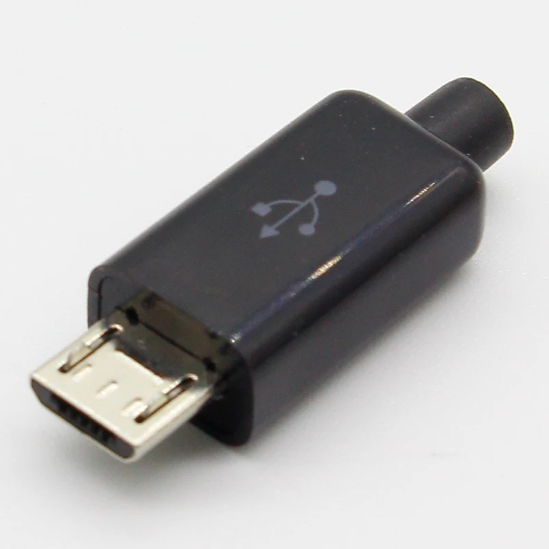 10 Stuks Micro Usb 5pin Lasttype Mannelijke Stekker Connectoren Oplader 5P Usb Tail Oplaadaansluiting 4 In 1 Wit Zwart