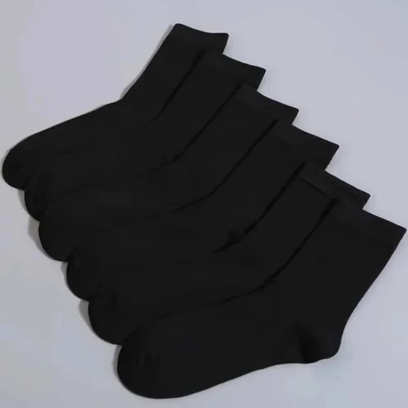 6 Pairs Solid Color Men's Mid Length Socks Fashion Comfortable Autumn Classic Black Business Socks High-Quality Men's Short Socks