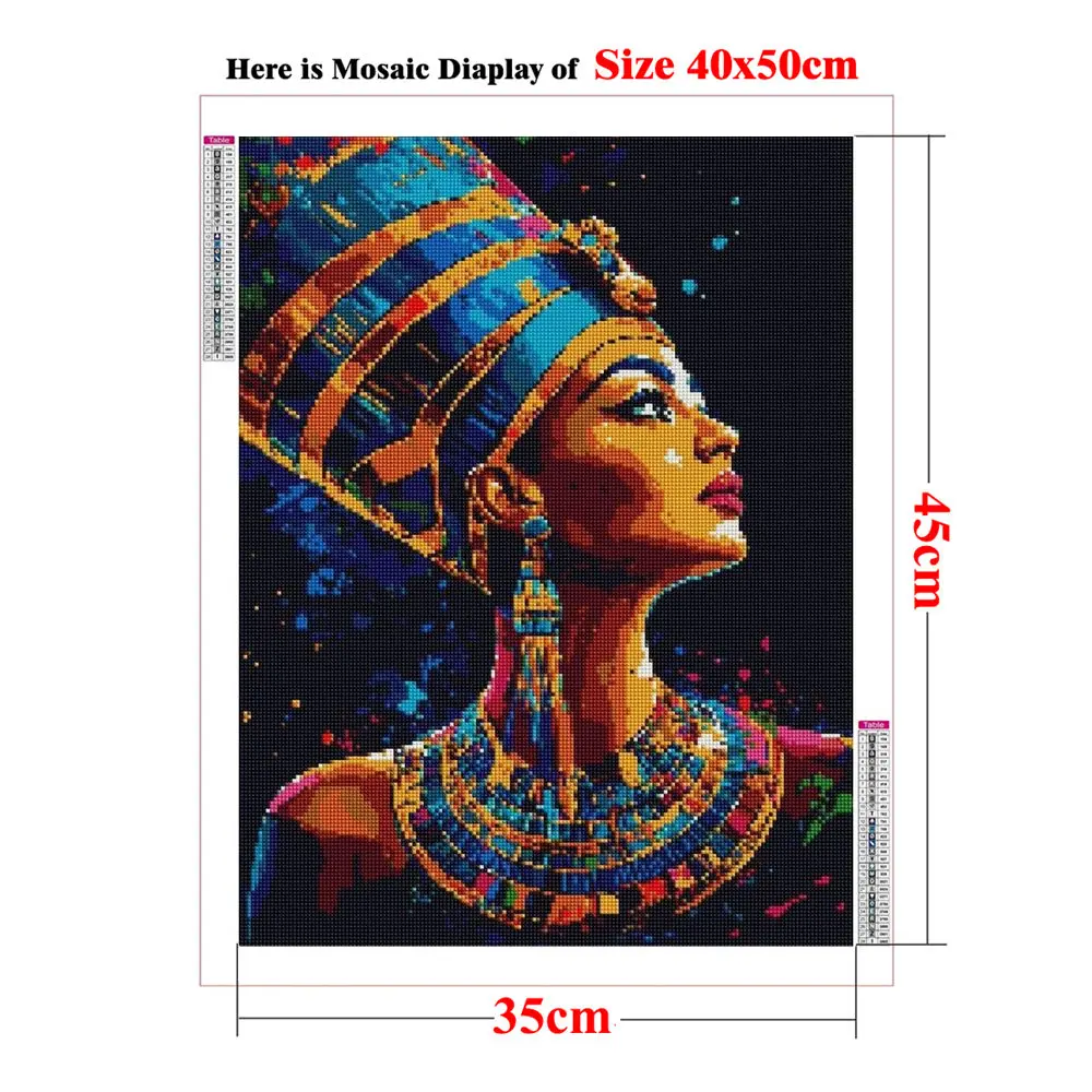 Diamond Painting DIY Art Cross Stitch Golden Pharaoh Crowned Beauty Mosaic Embroidery Jewelry Wall Decor Children's Gift Crafts