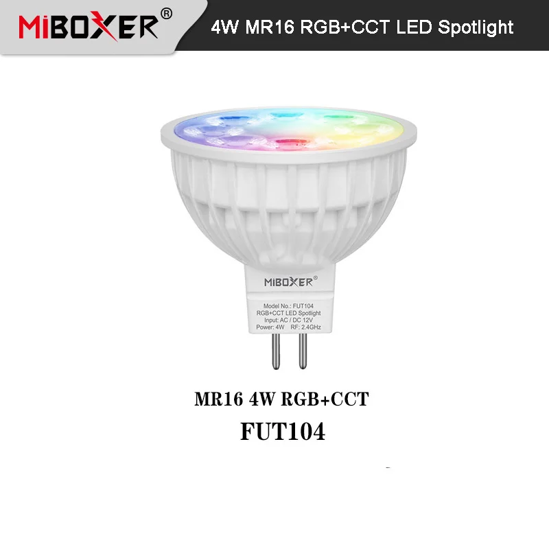Miboxer 4W MR16 RGB+CCT LED-spotlamp (2700-6500K) WiFi Smart FUT104 DC12V + 2.4G RF draadloze afstandsbediening