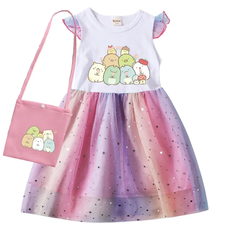 Sumikko Gurashi trajes com bolsa para crianças, roupas de festa para bebês, férias de aniversário, verão