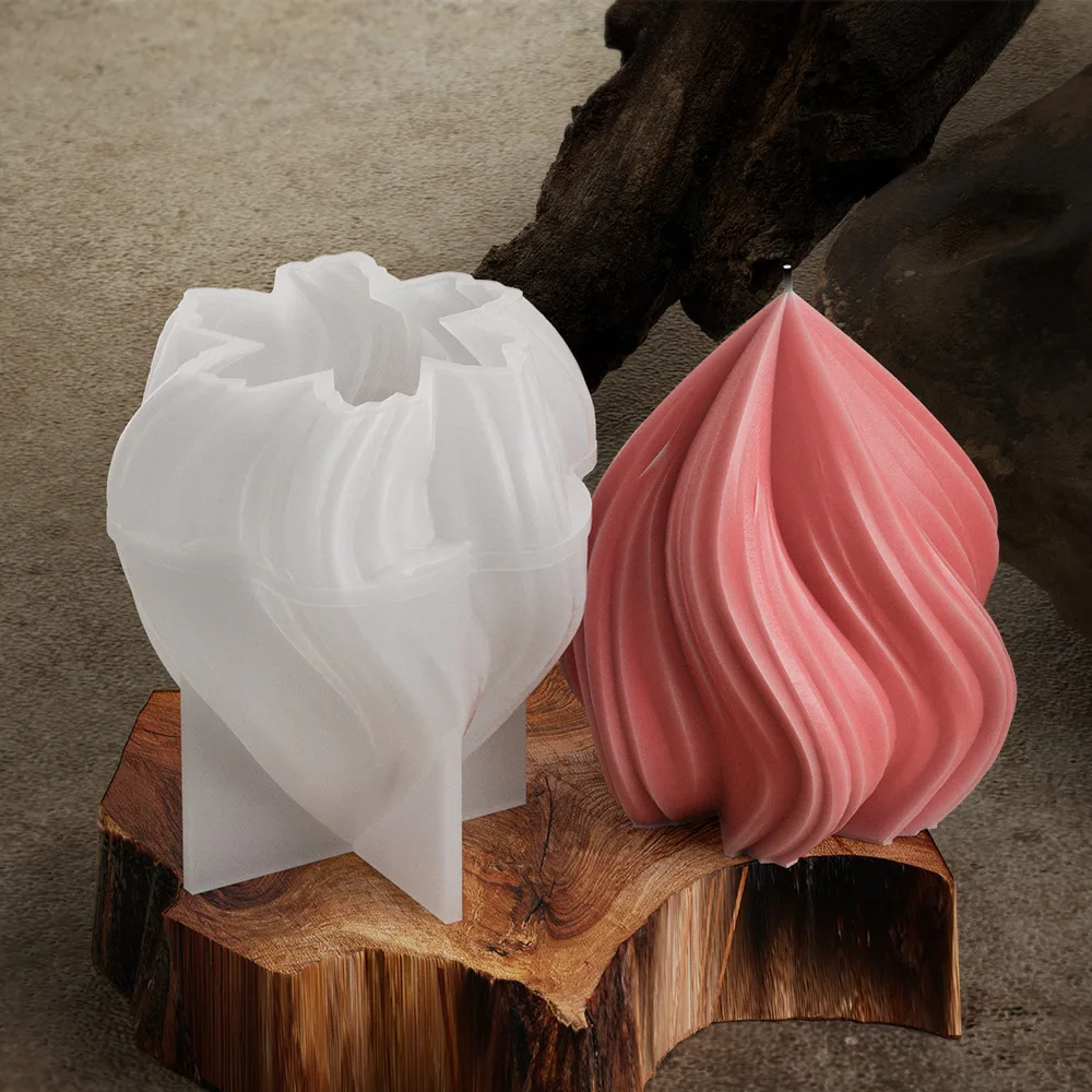 New Geometry Peach Shape Irregular Wave Candle Silicone Mold Twisted Onion Head Candle Mold Soap Aromatherapy Home Decoration