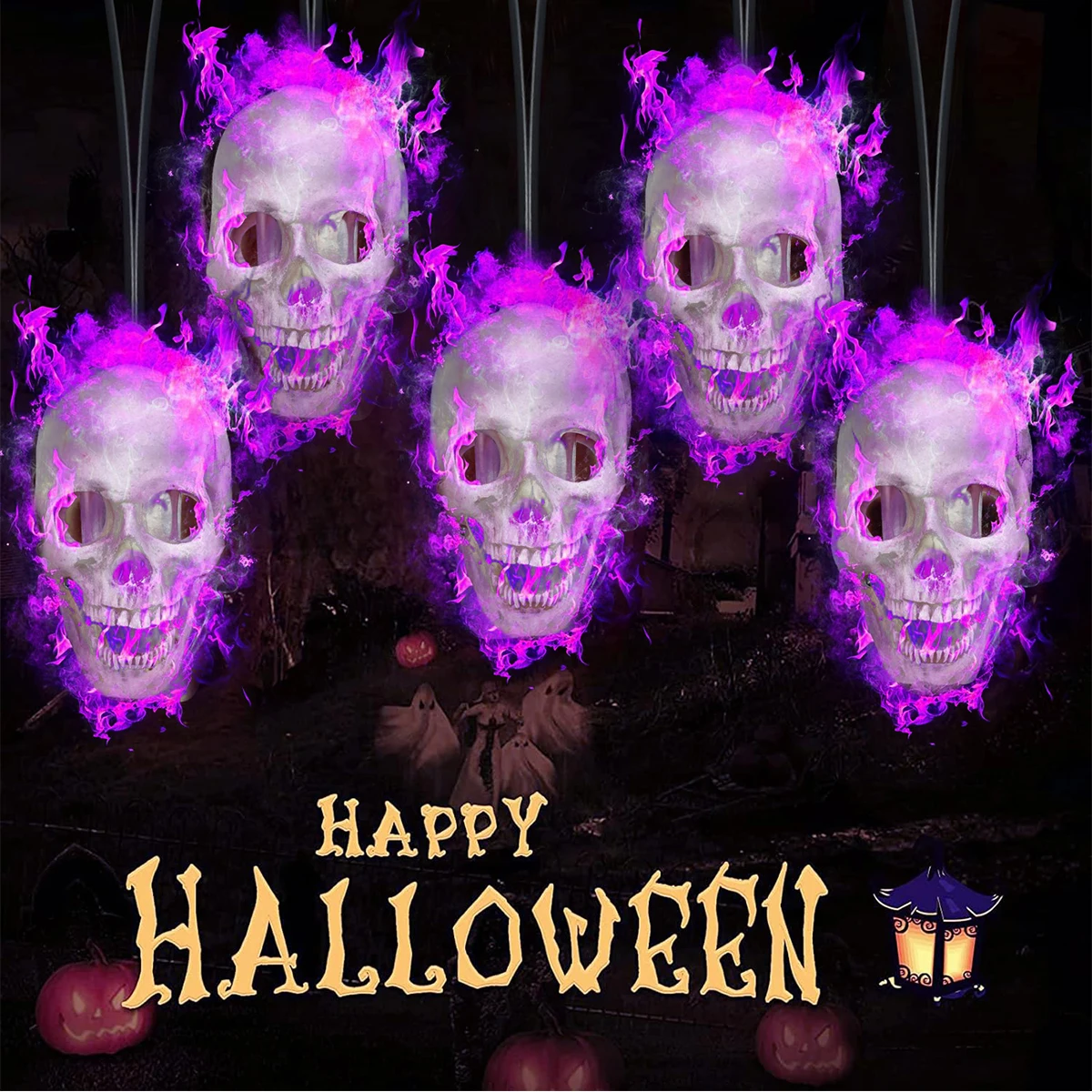 

Halloween Skull String Lights Outdoor Solar Halloween Decorations Lights with 10 LED Skeleton Light for Party Window Patio Decor