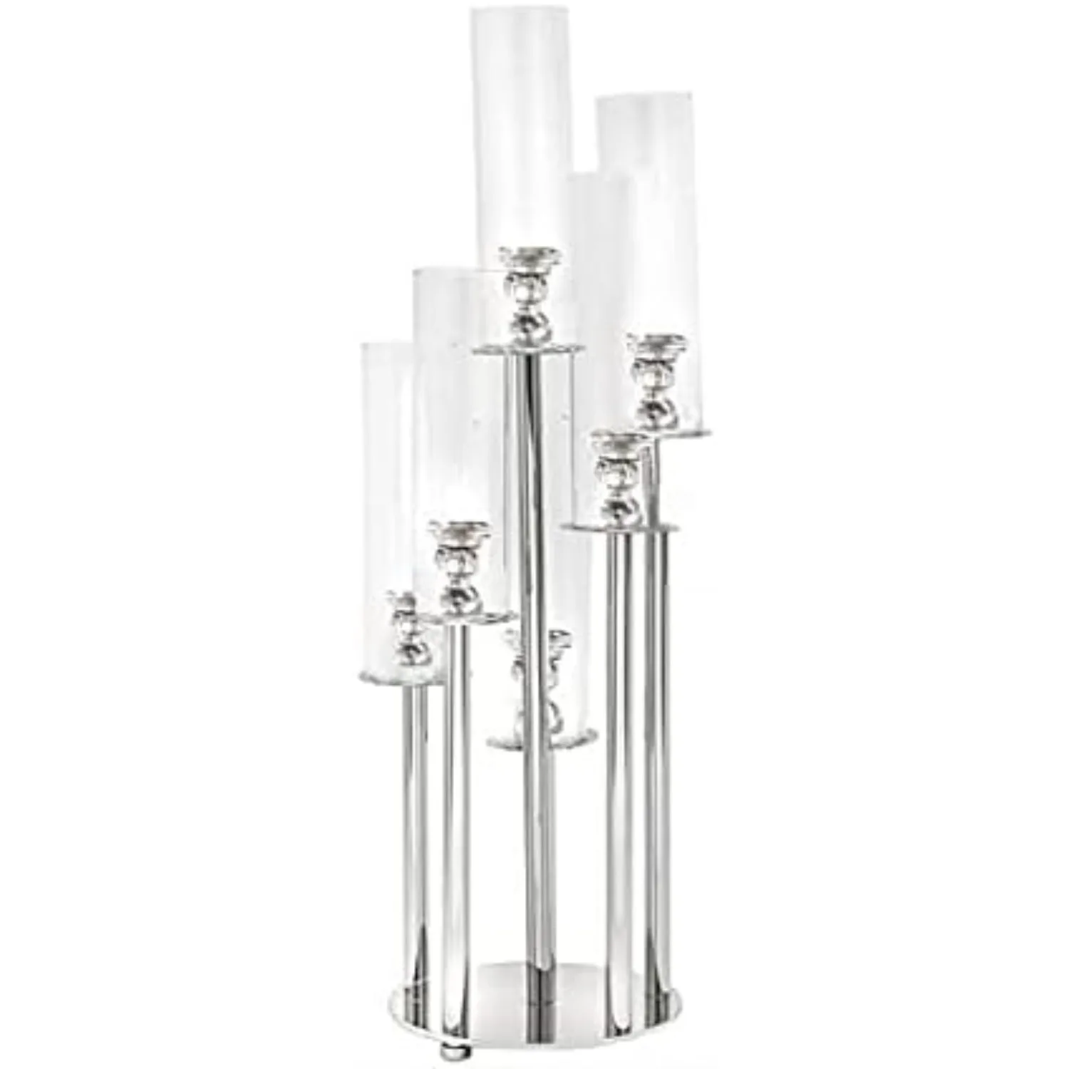 33-Inch Clear 7 Arm Crystal Glass Candelabra Pillar Votive Candle Holder - Wedding Party Events Decorations Supplies