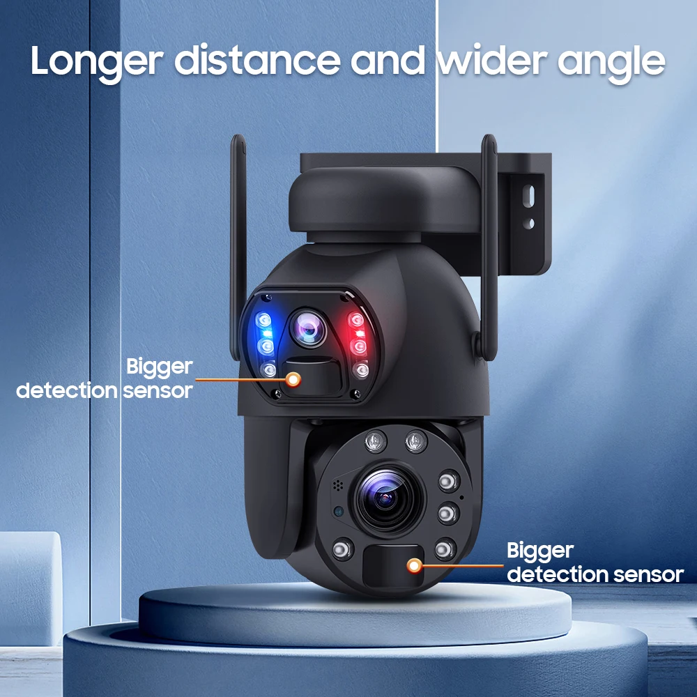 Solar Security Cameras Wireless Outdoor Battery Powered PTZ WiFi 6MP Camera For Home PIR Motion Detection Siren Night Vision