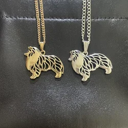 Rough Collie necklace cartoon dog jewelry for women golden two colors plated