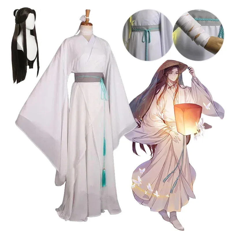 

lili 123Anime Xie Lian Costume Tian Guan Ci Fu Cosplay Xielian Wigs White Han Fu Outfit Halloween Party Costumes for Men