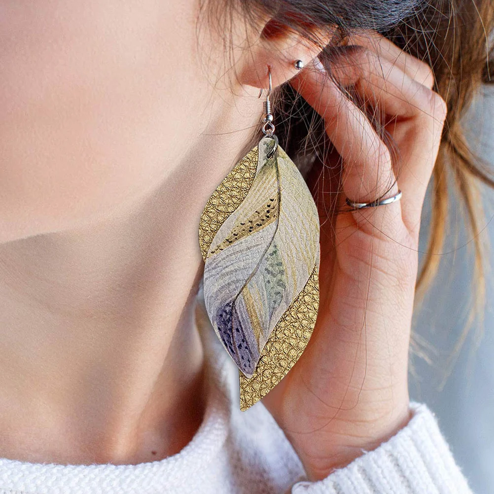 

Earrings Set Decoration Suit Accessories Party Double Layer PU Artificial Stylish Adornment