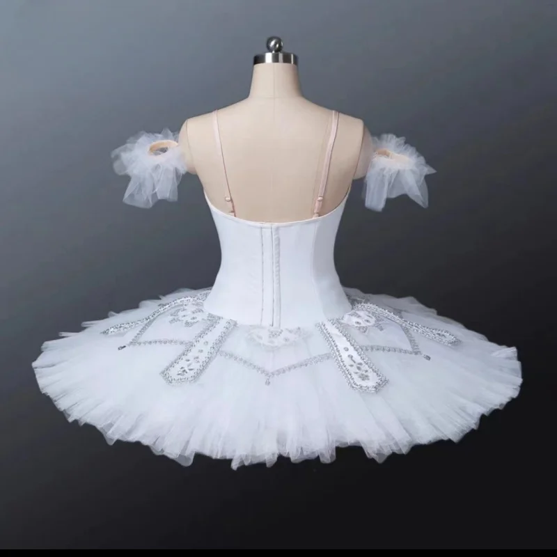 Professional ballet repertoire stage TUTU silver fairy dancer performance plate skirt silver white custom