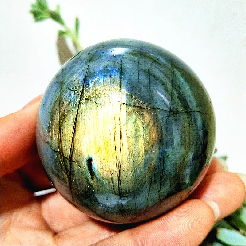 Natural Stone Labradorite Crystal Ball Stones Sphere Sparkling Ornaments Room Decoration Home Witchcraft Spiritual Healing