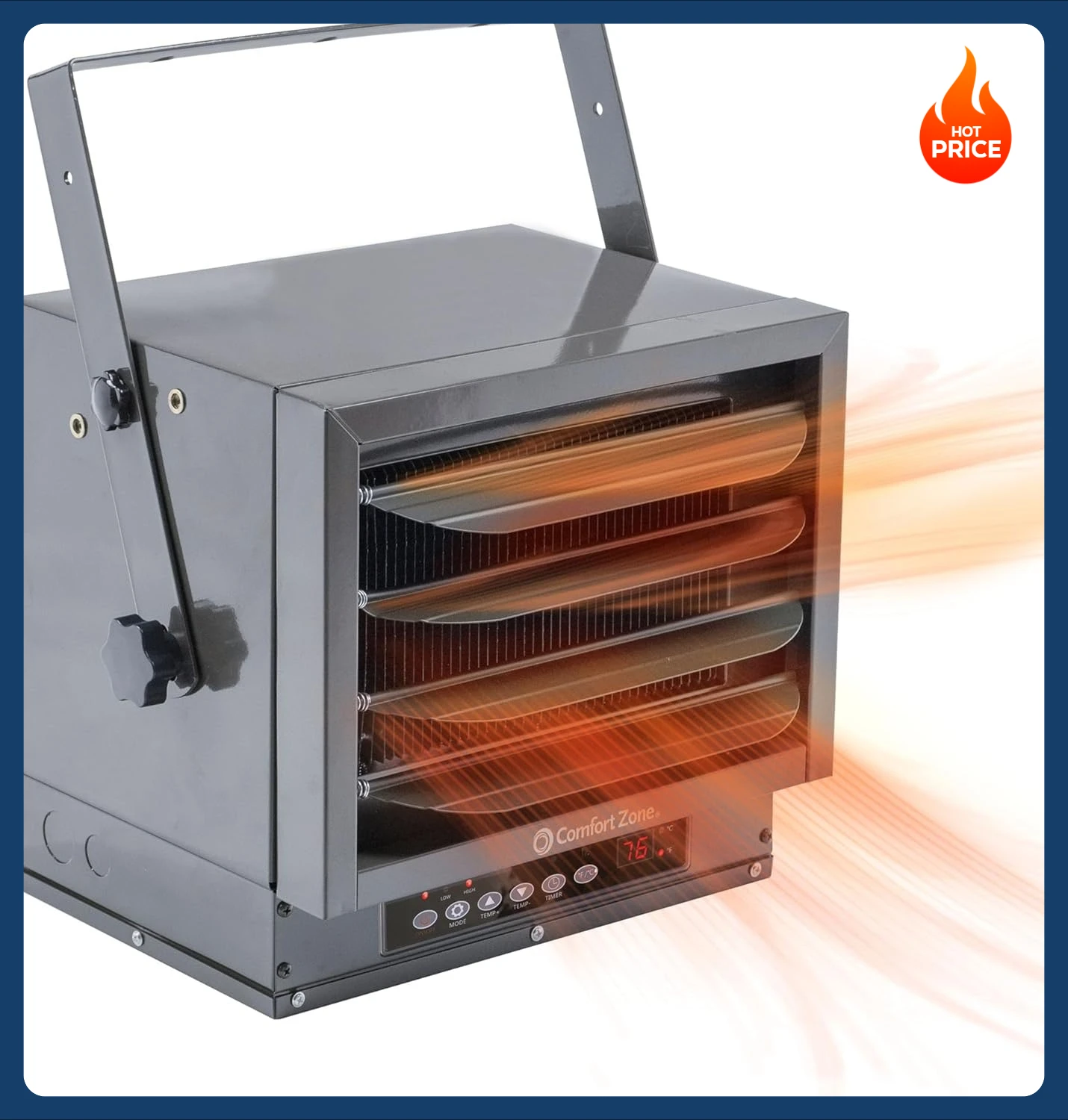 

[Limited Time Offer!]Hard-Wired Ceiling Mount Garage Space Heater with Remote, 7,500 Watt, 240 Volt, Fan-Forced, Overheat Protec