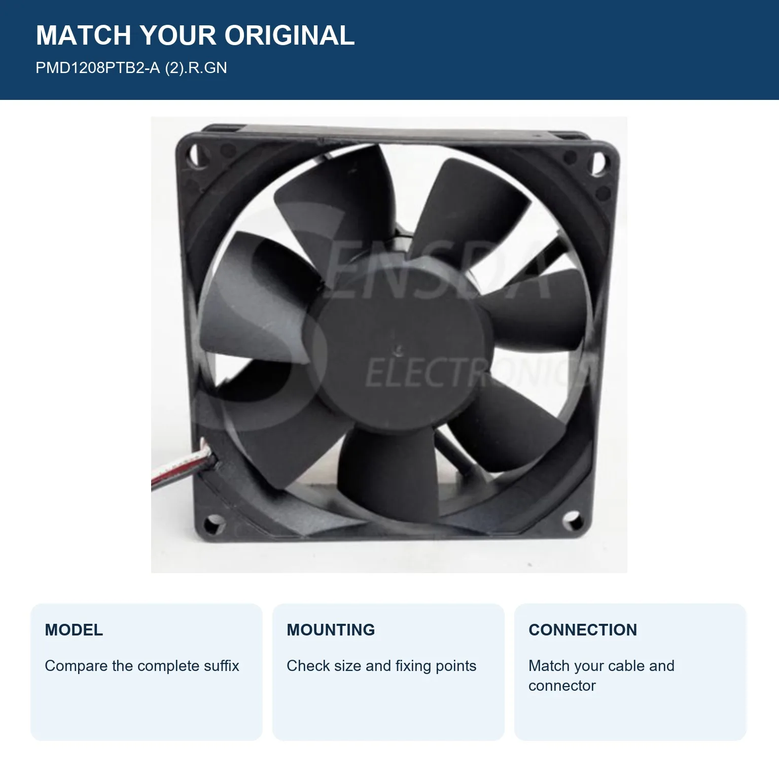 PMD1208PTB2-A Cooling Fan DC 12V 4.1W (2).R.GN for SUNON
