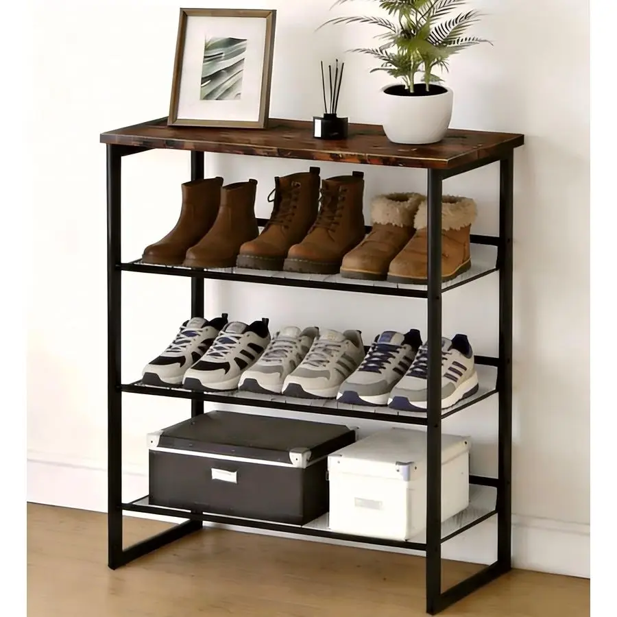 

4 you 4Tiers Shoe Storage Freestanding Organizer Modern 25.2 in Tilting Adjustable Shoe Rack for High Heels, Entryways, Hallways