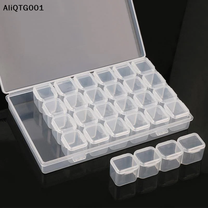 28 Compartment Adjustable Clear Plastic Storage Box for Jewelry Earrings Beads Screws Small Parts Organizer
