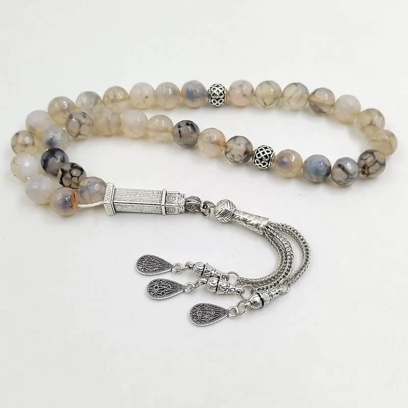 Tasbih men Muslim Bracelets Natural agate stone ramadan eid gift Islam rosary misbaha prayer beads arabic fashion accessories