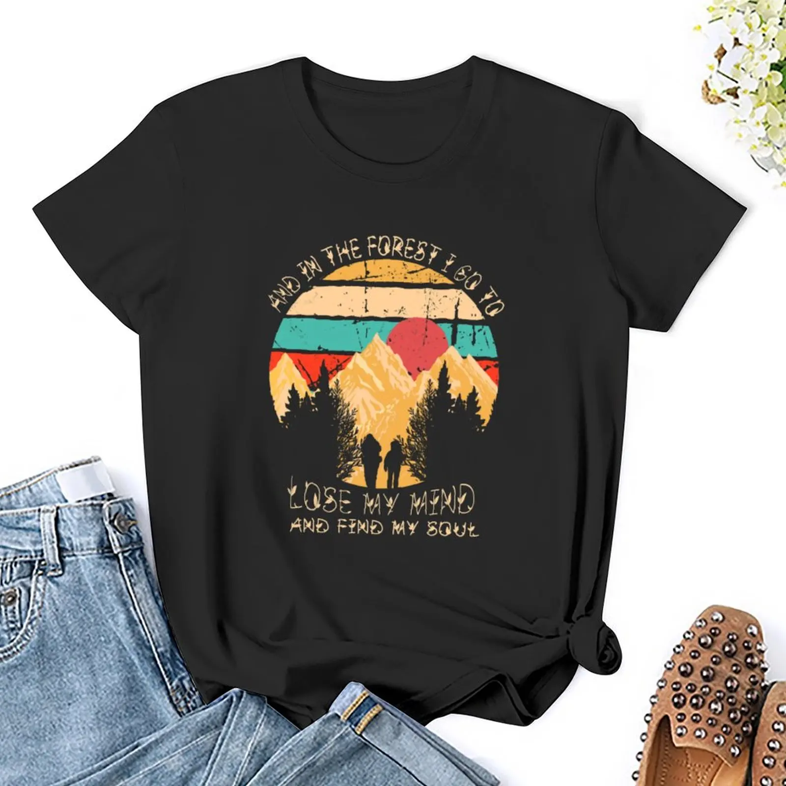 Und im Wald verliere ich meinen Verstand und finde meine Seele T-Shirt einfache koreanische Mode New Edition T-Shirts für Frauen