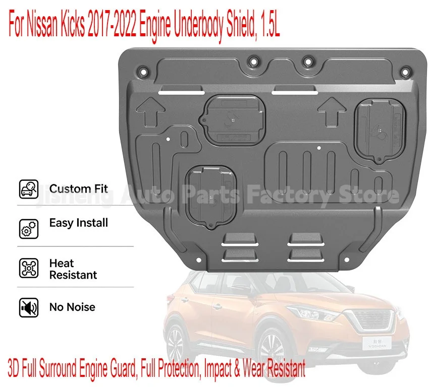 Engine Skid Plate Chassis Guard for Nissan Kicks 2017-2022 1.5L Original Hole Direct Mount Under Engine Protective Cover