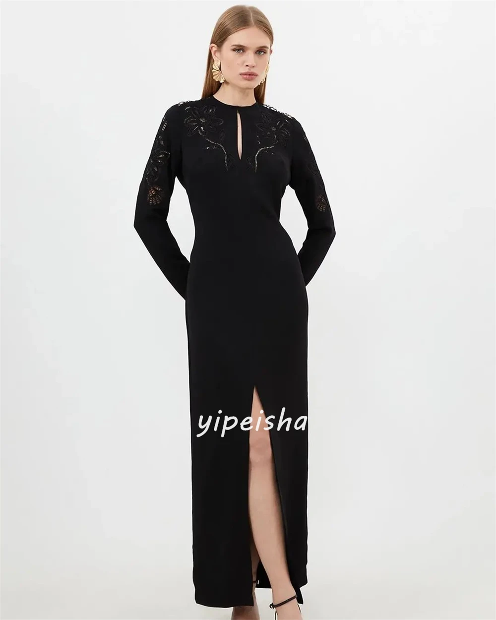 Simple Jersey Pattern Straight O-Neck Midi Dresses Celebrity Dresses Exquisite Modern Style Elegant High Quality Unisex