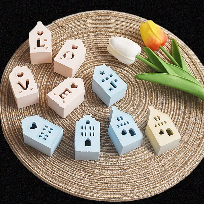 LOVE Mini House Concrete Cement Silicone Mold DIY Valentine's Day Decor House Gypsum Plaster Mould Craft Art Ornament Resin Mold