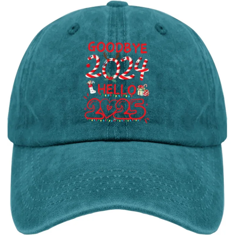 

Merry Christmas Goodbye 2024 Hello 2025 Happy New Years Hat for Men Baseball Caps