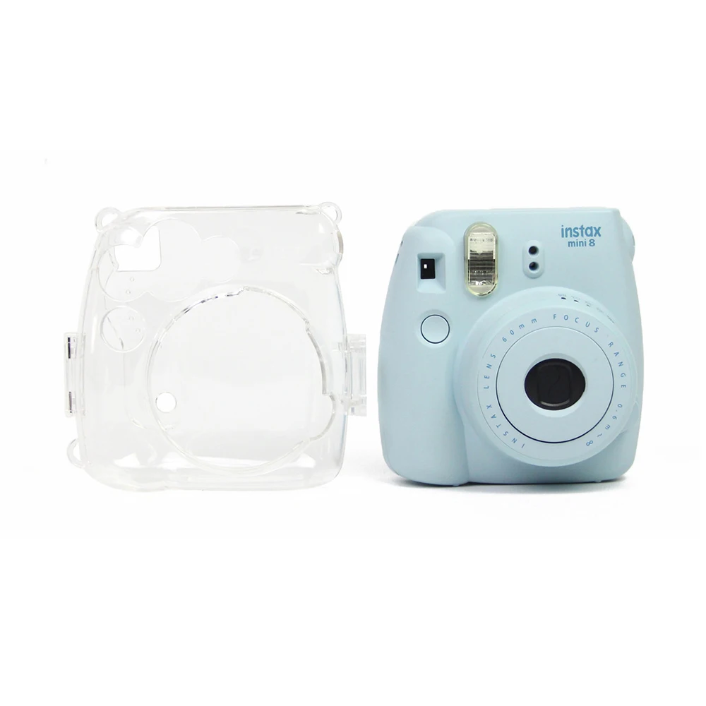 For Fujifilm Instax Mini 8 8+ 9 Transparent Camera Case Protective Carry Bag Cover with Shoulder Strap Storage Bag