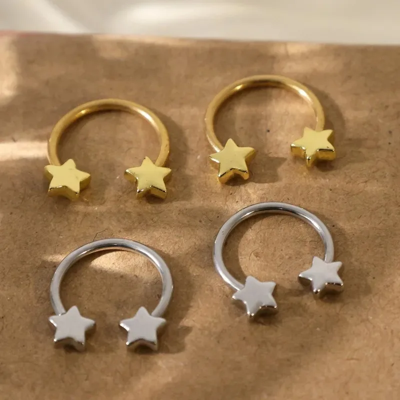 パンクステンレス鋼馬蹄鼻ピアス星型セプタム鼻リング女性のためのヴィンテージ Y2K 鼻孔ボディファッションジュエリー