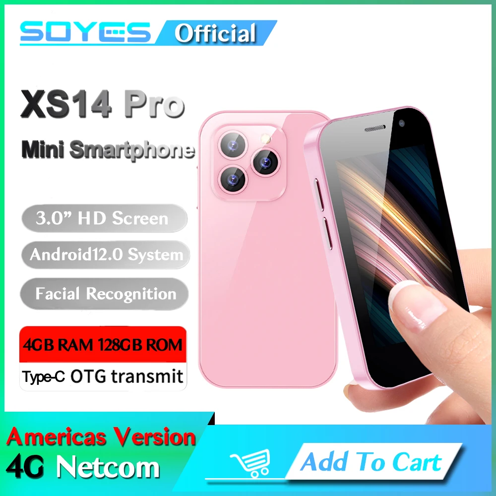 SOYES XS14 Pro 아메리카 버전 4G 미니 스마트폰 3.0" 화면 4GB RAM 128GB ROM 안드로이드 12는 얼굴 ID WIFI BT를 지원합니다