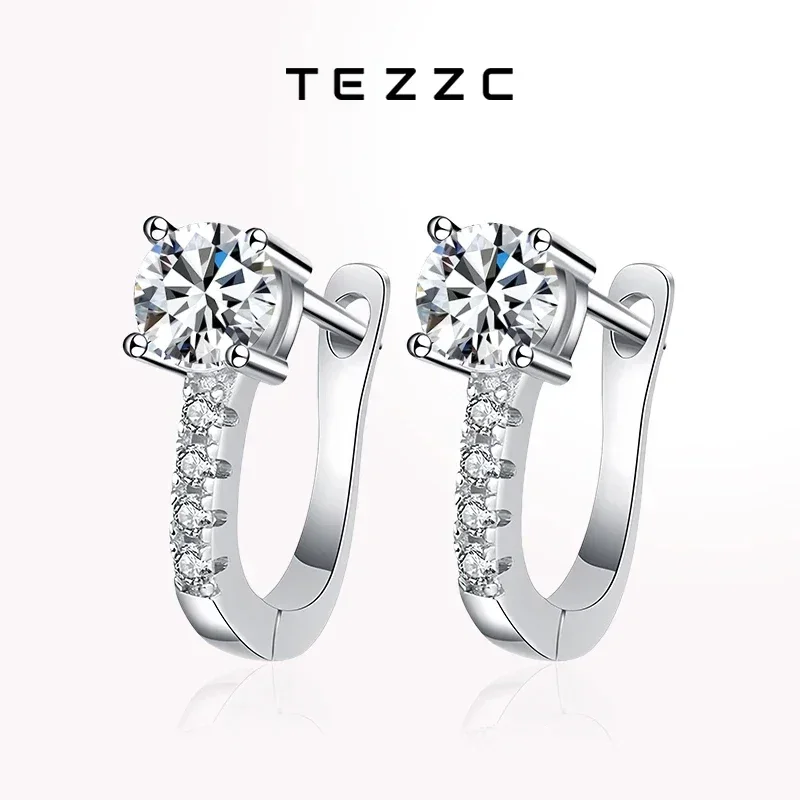 

Tezzc 0.5ct D Color Moissanite Earring 925 Sterling Sliver with White Gold Plated Hoop Earring for Women Wedding Party Jewelry