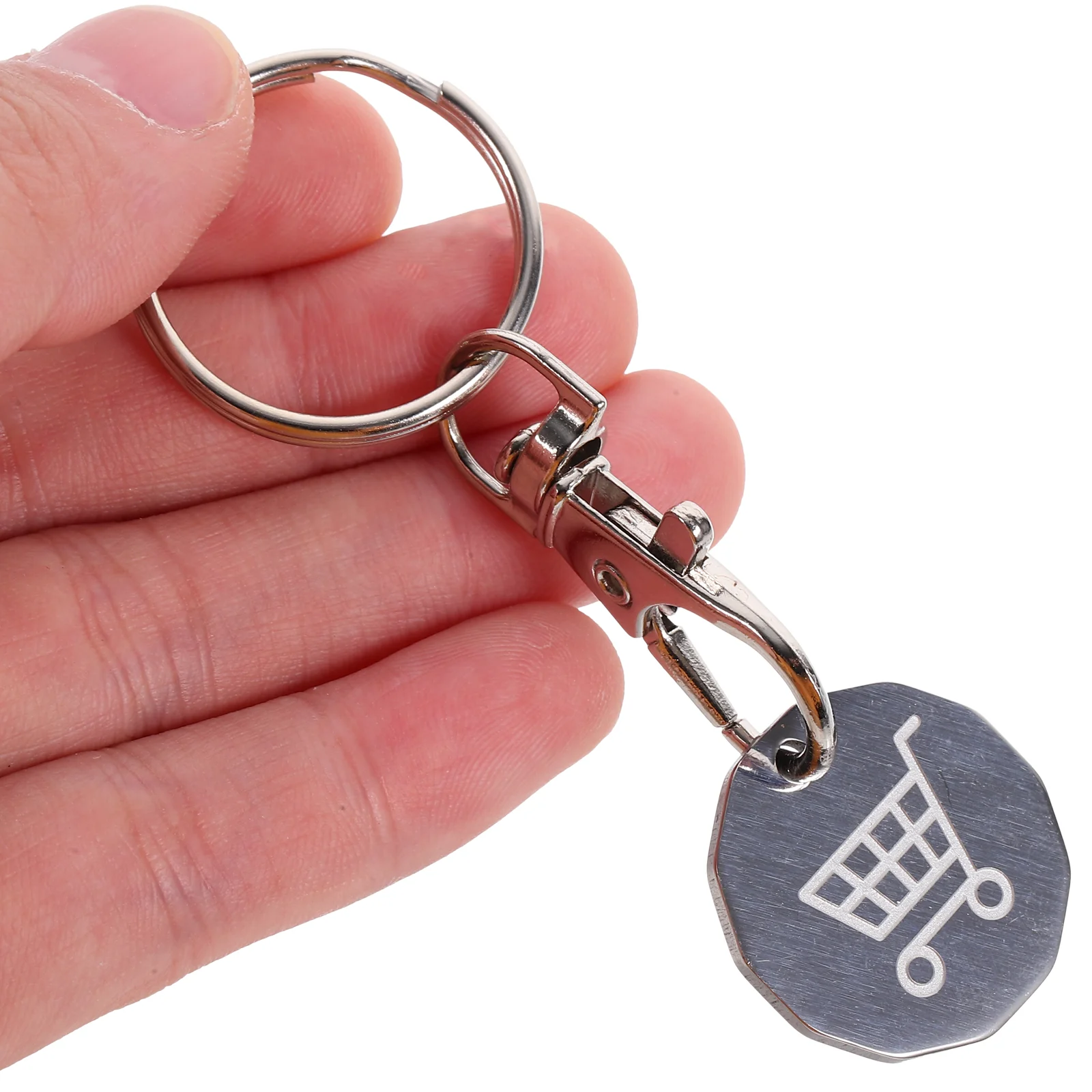 4 Pcs Cart Token Keyring Chain Rings Disassembler Trolley Metal Stainless Steel Shopping Keychain