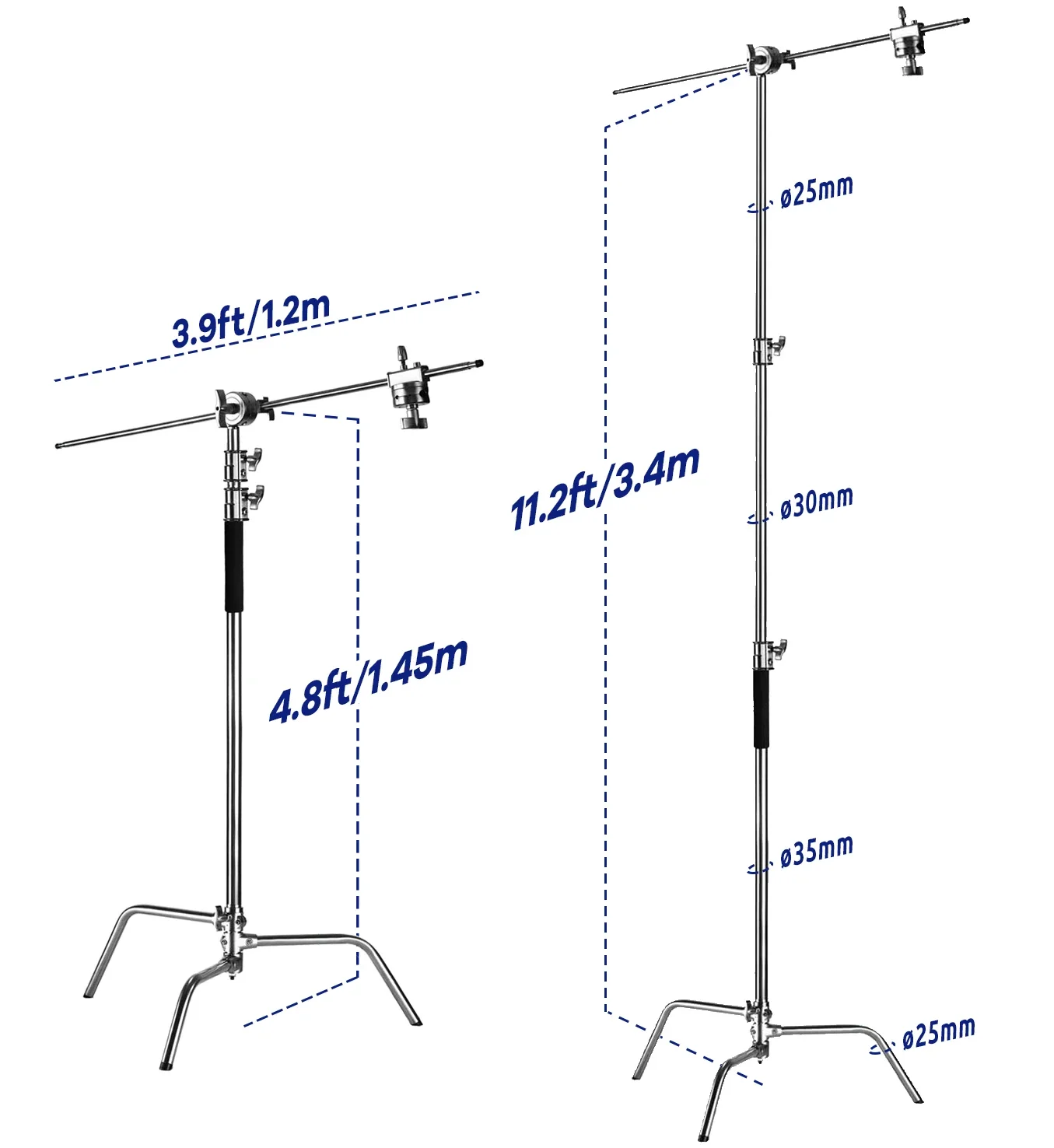 TENWISH 3.4m Heavy Duty C-Stand Century Light Stand w/ Boom Arm Grip Head for Softbox Light Diffuser Chroma Key Backdrop Strobe