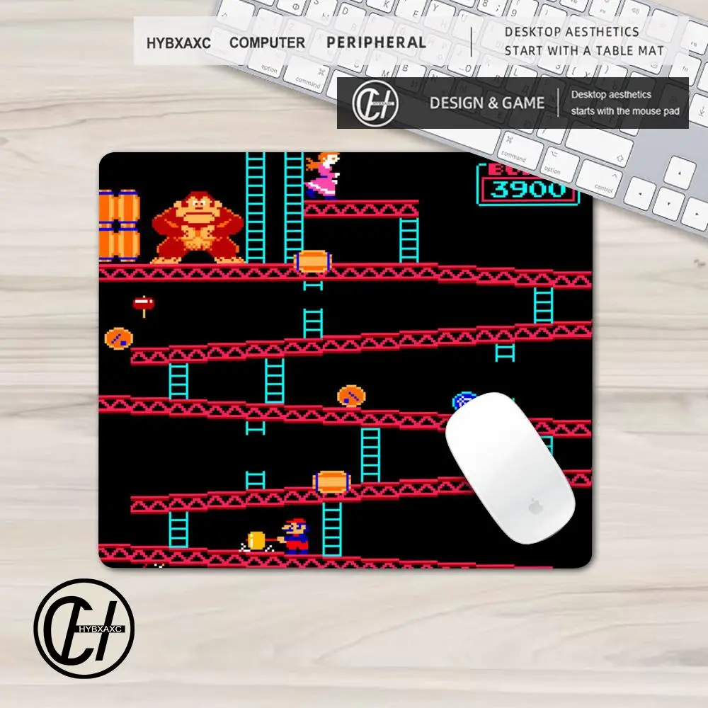 XS Donkey Kong Mouse Pad Square Non-Slip Rubber Mousepad with Stitched Edges Arcade Game Collage Gaming Computer PC Table Mat