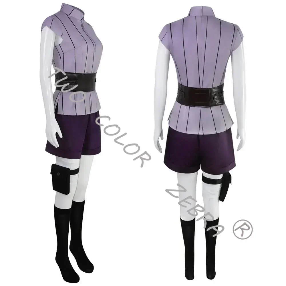 Hyuga Hinata disfraz de Cosplay para mujer, traje de fiesta de Carnaval de Halloween, traje de Cosplay Ninja, peluca larga púrpura Linda